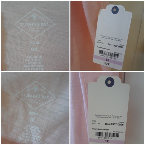 NWT! St. John's Bay Plus Size Shark Bite Tee - Picture 6 of 7